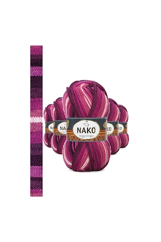 5 Adet Vega Stripe Premium Akrilik El Örgü İpi Yünü No: 82413 RYL-NWNKVS82413-5