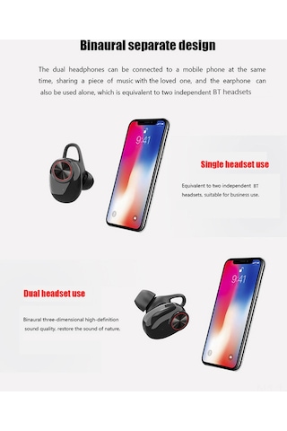 Wezone Siyah Spor Bluetooth Kulaklıklar - İkili Tws, Ses Gürültüsü Engelleme, Şarj Kutusu, 10m Erişim Mesafesi, Ter Ve Yağmur Dayanıklı