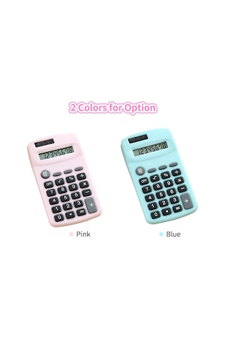 Singree 8 Haneli Şirin Mini Hesap Makinesi - Güneş Enerjili Ve Pil İle Çift Güç Kaynağı Pembe