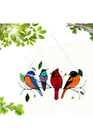 Hombey 7 Adet Renkli Kuş Akrilik Takı: Pencere Duvar Dekorasyonu, Doğal Işıkta Parlayan Ev Dekoru