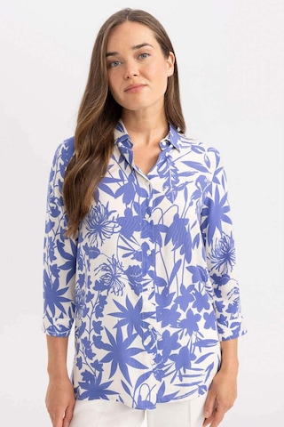 Defacto Loose Fit Desenli Uzun Kollu Gömlek U3684AZ24SMBE284 Mavi