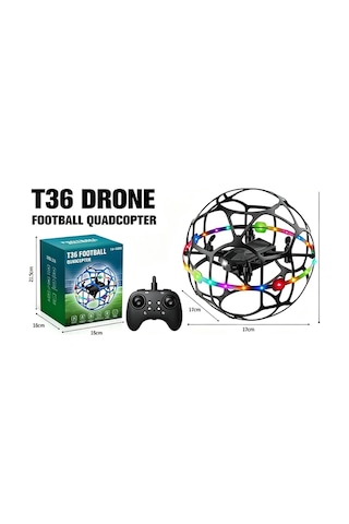T36 Koruyucu Kafesli Futbol Dronu, 360 Çevirme Hareketleri, İrtifa Sabitleme Led Aydınlatmalı