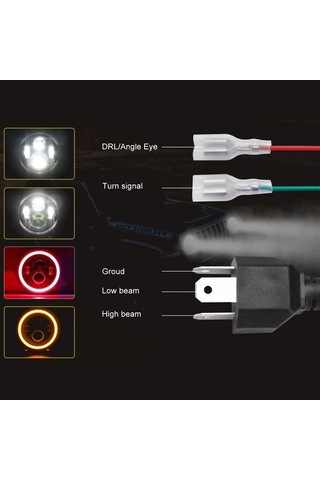 Pazly 1 Adet 7 İnç Araba Motosiklet Led Far Drl Dönüş Sinyali Düşük K22772r-1