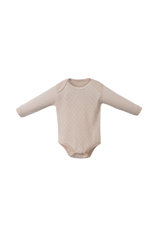 Desenli Uzun Kol Üçlü Body Set Pembe