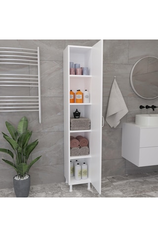 Tuliplife Çok Amaçlı Boy Dolabı 4 Raflı Tek Kapaklı Beyaz Dolap, Tlpbd1 Beyaz