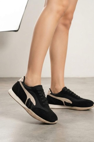 Papuçcity Dvmd 5300 Kadın Sneakers Spor Ayakkabı Siyah - Bej