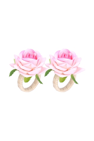Konesam Pembe Simülasyon Çiçekli Servis Peçete Halka - Modern Minimalist Masa Dekorasyonu, Çift Paket Cjk-6613