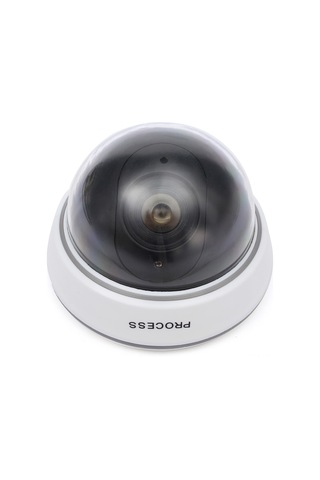 Singree Beyaz Yarı Küre Sahte Güvenlik Kamerası - Kırmızı Flaş Işıklı, Dış/iç Kullanım, Pil Gerektirir 1 Adet