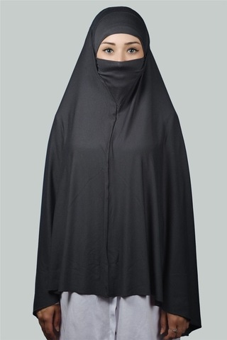Altobeh Hazır Türban Peçeli Pratik Eşarp Tesettür Nikaplı Hijab - Namaz Örtüsü Sufle (5XL) - Füme