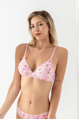 Pamuklu Desenli, Üçgen Sütyen Pembe Mgp1961 Pembe