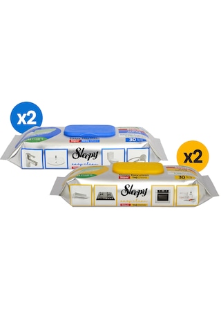 Sleepy Easy Clean Süper Yağ Çözücü&Kireç Sökücü Yüzey Temizlik Havlusu&Mendili 4x30 (120 Yaprak)