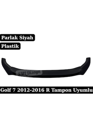Vw Golf 7 R Tampon Uyumlu Ön Lip - Parlak Siyah Piano Black Plastik Tampon Eki 2012-2016