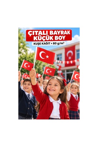 Çıtalı Bayrak Kağıt 20x12 Cm 50 Adet Ay Yıldızlı Türk Bayrağı Çıtalı Sopalı Küçük Bayrak Plastik Çubuklu Bayrak Diğer