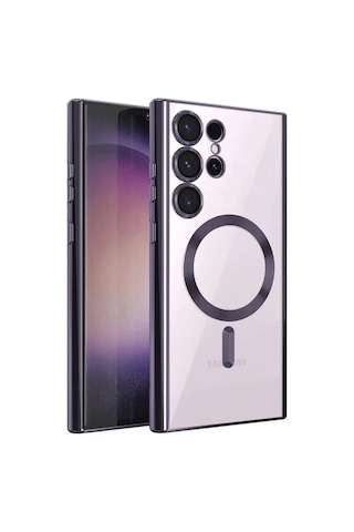 Galaxy Uyumlu S23 Ultra Kılıf Kross Magneticsafe Kapak - Mor