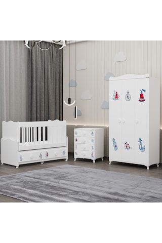 Elegant Yıldız 3 Bebek Odası Takımı - Denizci Beyaz