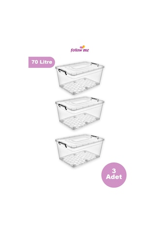 Petek Tekerlekli Kilitli Saklama Kutusu 70LT 3 Adet