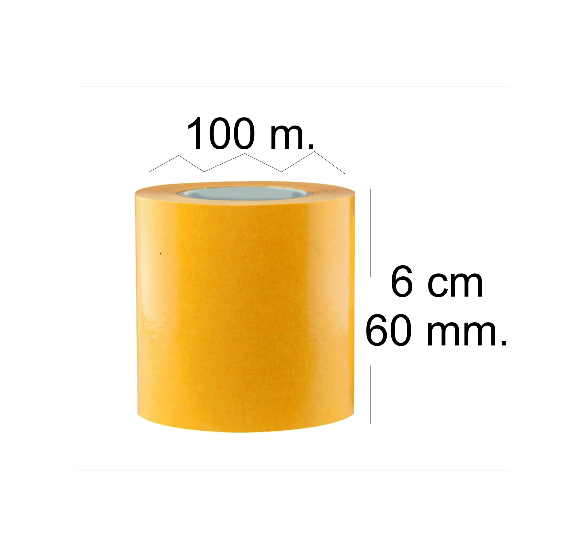 Çift Taraflı Şeffaf Sarı Bant 100 M. Uzunlukta 60 Mm Eninde 1