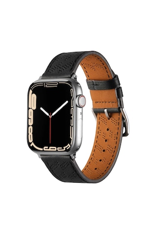 Watch Ultra 49mm Uyumlu Krd-76 Pu Deri Kordon Strap Kayış Clo- Siyah