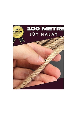 6 Mm 100 Metre Jüt Halat Dekoratif Hasır İp Urgan Süs Evimdeyokyok