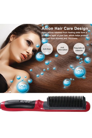 Suofeng Taşınabilir Lcd Ekranlı Isıtmalı Sakal Düzleştirici Tarak - İyon Teknolojili & Anti-statik