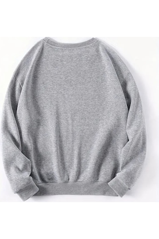 Uyguntarz Unisex Sevimli Marshmallows Baskılı Oversize Sweatshirt Gri