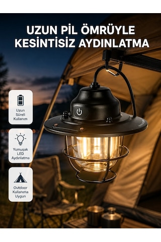 Outdoor Retro Kamp Işığı Uzun Ömürlü Pil Taşınabilir Suya Dayanıklı Çoklu Renk