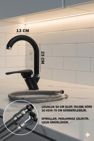 02-44 Lavabo Banyo Bataryası Robot Duş Takımı Musluk Armatür Siyah Beyaz Krom Gold Renkler Siyah - Krom