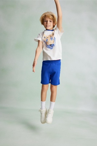 Luess Erkek Çocuk Görsel Baskılı Alt Üst Takım - Beyaz - Mavi