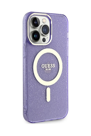 Apple Uyumlu iPhone 13 Pro Kılıf Guess Magsafe Şarj Özellikli Glitter Kapak
