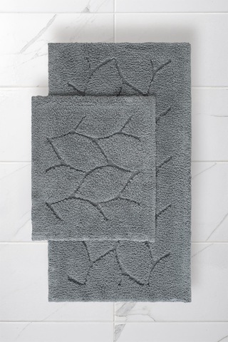 Lilly 2'li Pamuk Banyo Paspas Seti Yumuşak Dokulu Gri Yıkanabilir 60x100 + 60x50cm, Ll006g