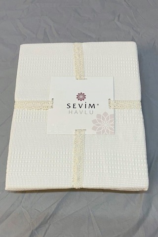 Çift Kişilik Waffle Pike 210x230cm, %100 Pamuk, Petekli Pike Krem