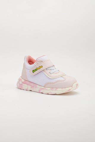 Şirin Bebe Şirinbebe Ortopedik Kız Bebek İlk Adım Spor Ayakkabı Pudra Cırtlı Anorak Malzeme-3708 Pudra