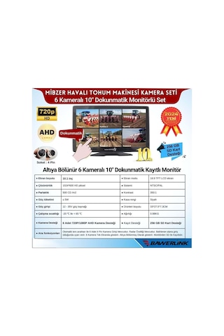 Bawerlink Bw-9160dvr 10"ınç Monitor 6 Kameralı Ahd Beyaz Ledli 1080p Mibzer Kayıtlı Kamera Seti