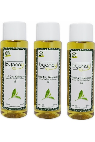 Byonay 80 Derece Yeşil Çay Kolonyası Pet Şişe 200 ML x 3