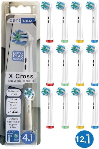 X Cross - Çapraz Açılı Kusursuz Temizlik Oral B Şarjlı Diş Fırçası Yedek Başlığı- 12'li Yedek Başlık