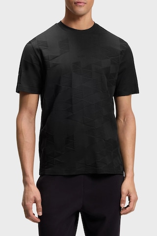 Boss Jakarlı % 100 Pamuk Bisiklet Yaka T Shirt Erkek T Shirt 50563981 001 Siyah