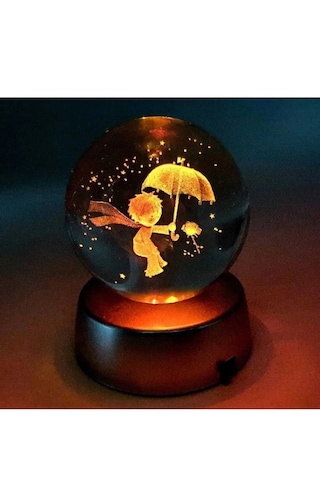 Mobgift Küçük Prens Plastik Altlıklı Işıklı Cam Küre Renkli