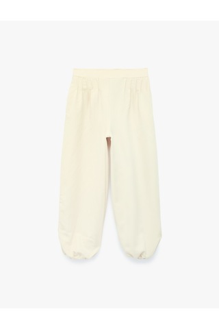 Koton Beli Lastikli Bol Kesim Balon Form Pantolon Bej 7wkg40018aw Ekru