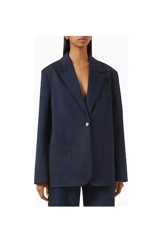 12storeez Rahat Kesim Pamuk Twill Kadın Blazer Ceket Lacivert