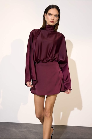 Defacto Yarasa Kol Saten Mini Elbise G9529ax26spbr210 Bordo-br210