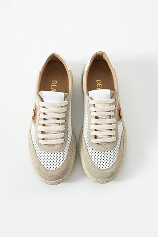 Dericia Shoes Bloom Hakiki Deri Günlük Rahat Kadın Sneaker Bej
