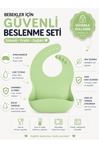 Jojobebek Çocuk Silikon Mama Önlüğü (YEŞİL RENK)