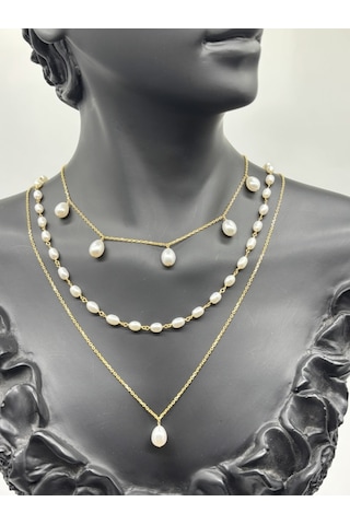 Birinci1926 Doğal İnci Üçlü Kolye Set