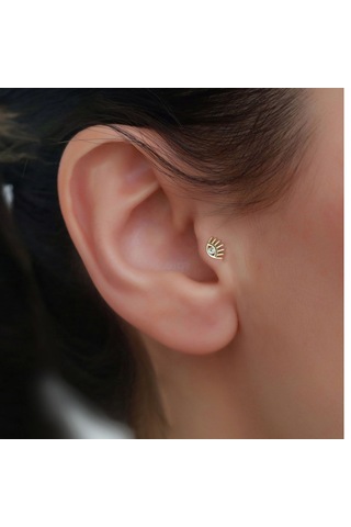 14 Ayar Altın Kirpik Göz Tragus Piercing Sarı