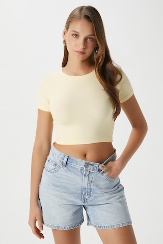 Ritnice Kadın Deal Lux Touch Yumuşak Doku Crop Tereyağı Sarısı Bluz Tereyağı Sarısı