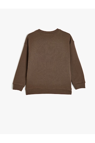 Koton Organik Pamuklu Sweatshirt Koala Baskılı Uzun Kollu Bisiklet Yaka Antrasit 5wkb10553tk Antrasit