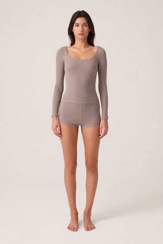 Los Ojos X Ece Vizon Modal Kumaşlı Uzun Kollu Şortlu Pijama Takımı Ribbed Pj Vizon Vizon