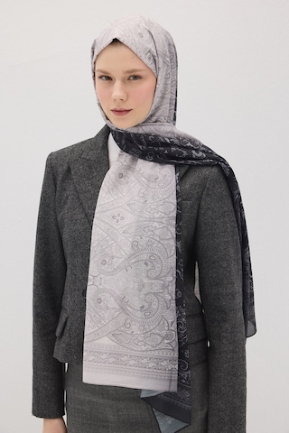 Mirsoy Scarf Eftelya Pamuk Etnik Desen Şal Gri