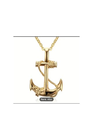 Yıwushı 1 Adet Vintage Boy's Navy Anchor Hip Hop Titanyum Çelik Çapa Kolye Altın Sarısı