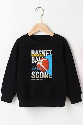 Panios Kids 2'li Basker Score-exp Edition Baskılı Erkek Çocuk Siyah-gri Sweatshirt Siyah - Gri